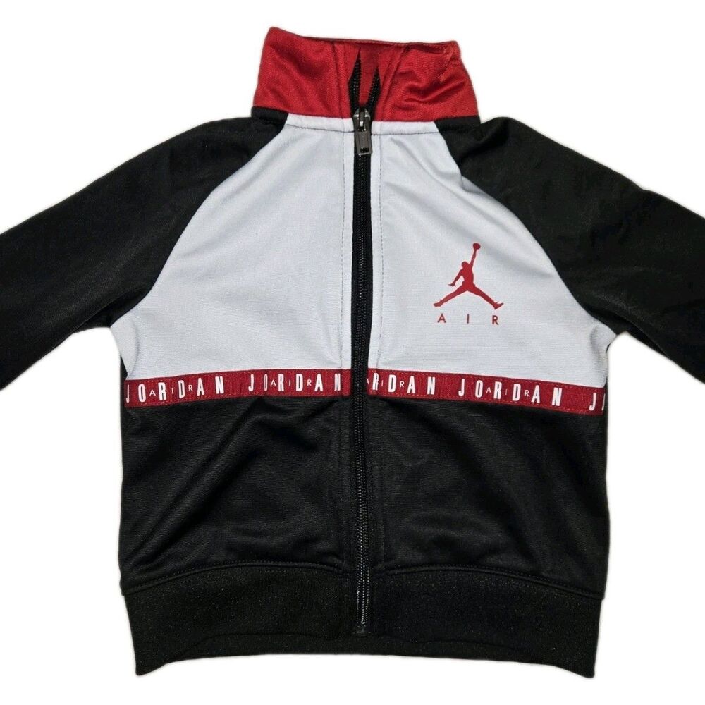 Boys Air Jordan Track Jacket Full Zip Black Red Size 2T